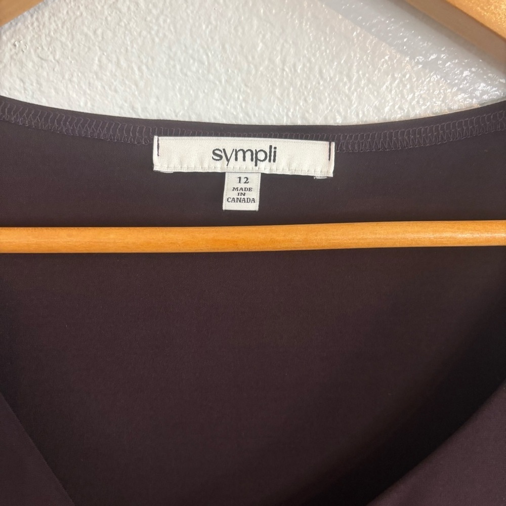 Sympli Tunic Asymmetrical V Neck Lagenlook Blouse Top Size 12 Plum/Purple - Picture 2 of 14
